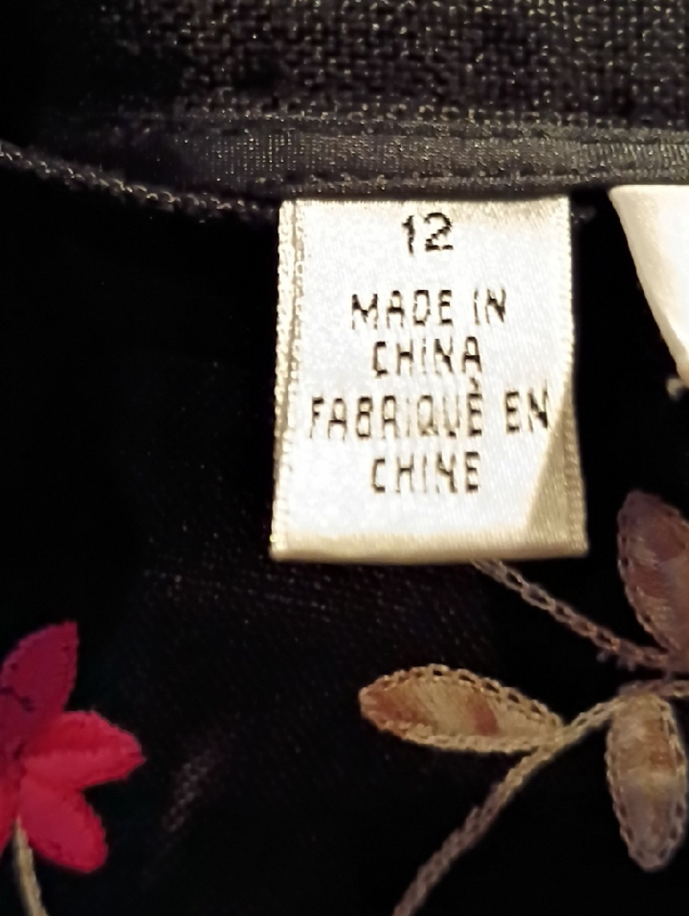 FINAL PRICE Talbots Irish Linen Black Pants with Multicolored Floral Embroidery - Picture 2 of 12